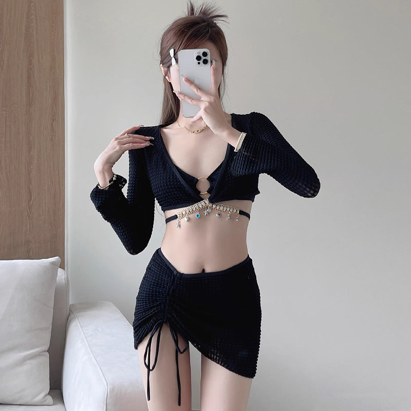 ビキニ 水着 モード クロスストラップ&ボレロ付きセット スカートセット 体形カバー